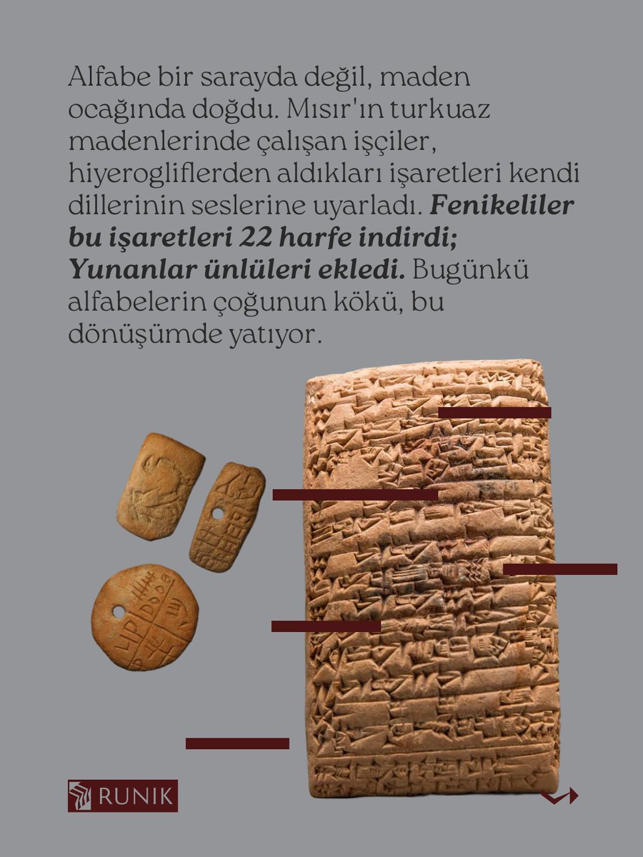RunikKitap's tweet photo. Yazının bilinen hikâyesi beş bin yıl geriye gider. Harald Haarmann iki bin yıl daha geriye, Tuna kıyısındaki ilk işaretlere bakıyor: insanlık yazıyı bir kez değil, farklı coğrafyalarda defalarca icat etti. #RunikKitap #YazınınTarihi https://t.co/fwooSuD99G