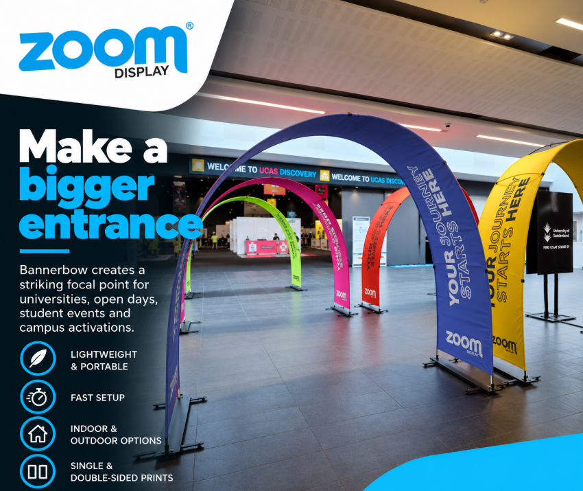 ZoomDisplay's tweet photo. From open days to student recruitment events, our Bannerbow arches are a great way to welcome visitors and make your university stand out.

✔️ Lightweight and portable
✔️ Quick and easy to set up
✔️ Suitable for indoor and outdoor events

Get in touch today! https://t.co/BMoqjZOBTM