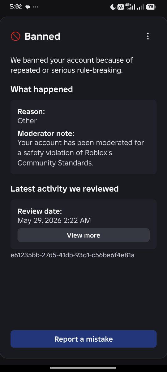 shoro652's tweet photo. @Marv3lfan3 @Roblox Yeah man it has been decades since I was banned Roblox isn't doing anything about these types of ban no reason provided on termination screen and no termination violation to appeal for and In appeals they're typing some bs and sending to us Roblox has do sm about this https://t.co/rW3RbtPqBj
