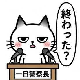 azarashi_cats's tweet photo. 謎の一日警察署長 https://t.co/xc8PBniJAZ