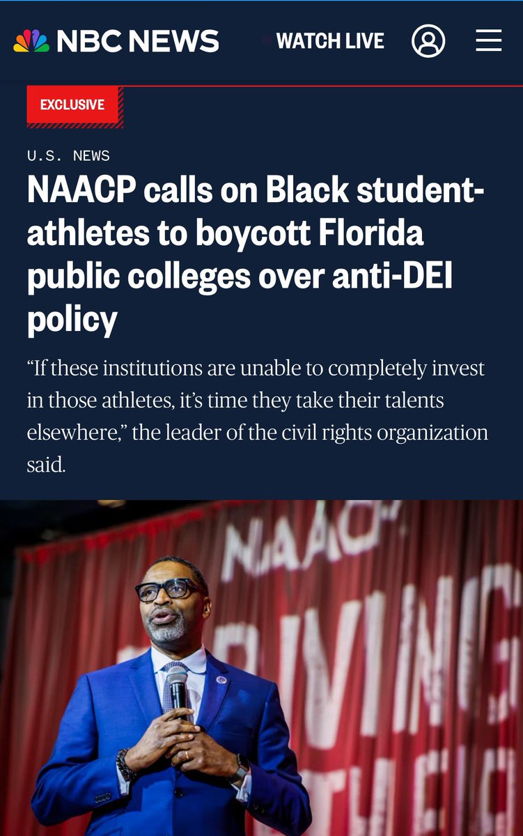 ZeekArkham's tweet photo. Dear NAACP,

Remember when you told black folks to stay away from Florida because of “anti-DEI” policies?

You also told black folks to avoid Florida because your chapter President, who actually lived in Florida at the time, said it was dangerous for black folks.

Yeah… we’re about to elect our first black governor. You still think it’s this bastion of racism and hatred? 

I mean, I’ve been living here for about four months and I definitely faced way more racism in New York; mostly from “Free Palestine” types and Affluent White Female Liberals. You didn’t call for any action for New York, though. Maybe you forgot.

Anyway, just wanted to know if you’d like to retract your statement. Prolly not, but figured I’d let you know.

No hugs. I’m ashamed of you.
Zeek