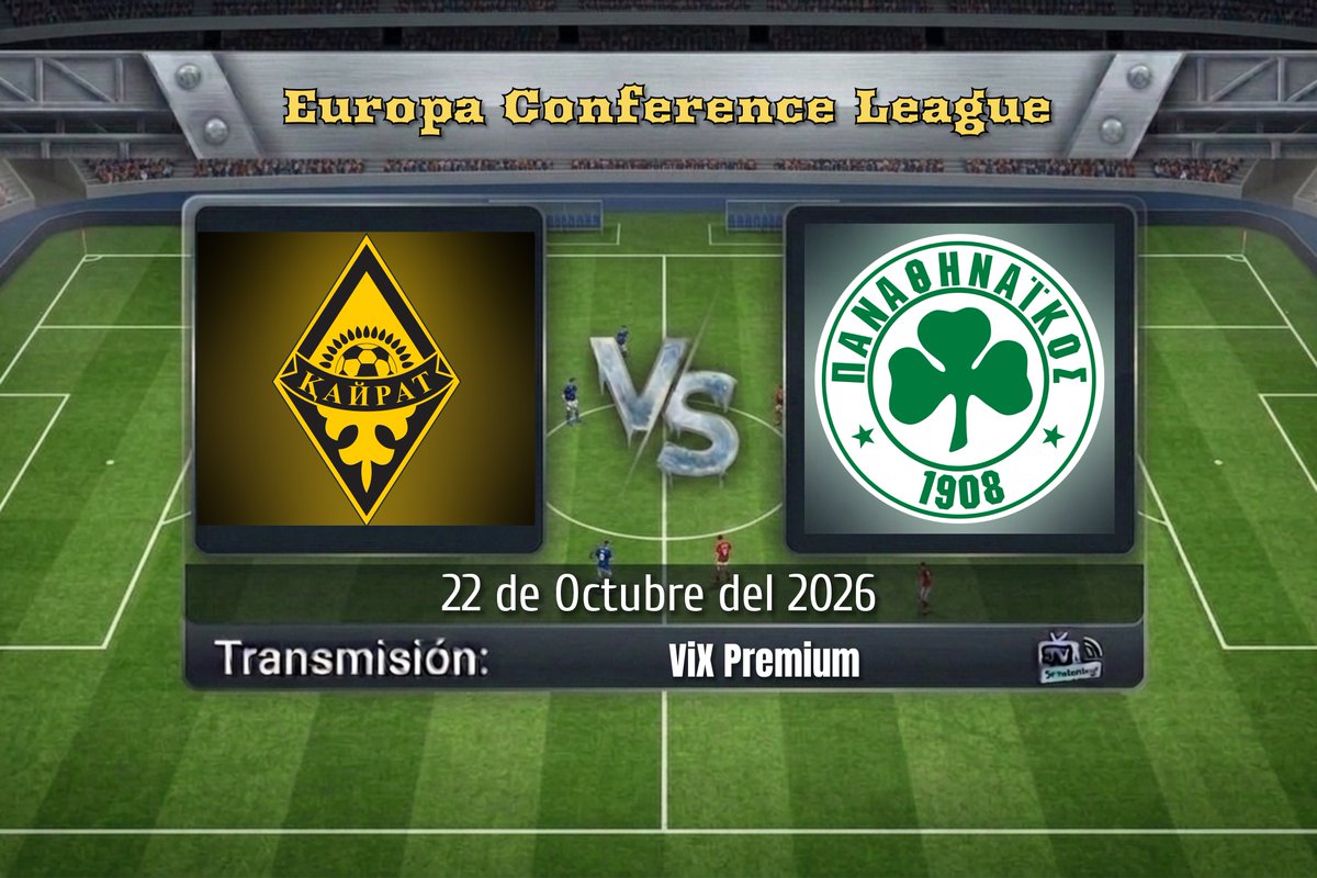 TVDELDEPOR2's tweet photo. Europa Conference League | Jornada 2
Kairat Almaty 🆚 Panathinaikos 
10:30 HRS ET 
📱💻 @ViXDeportes Premium USA 

🎙️ @danroeb

#UECLenViX | #KAIPAN https://t.co/CdW3mSo8Cn
