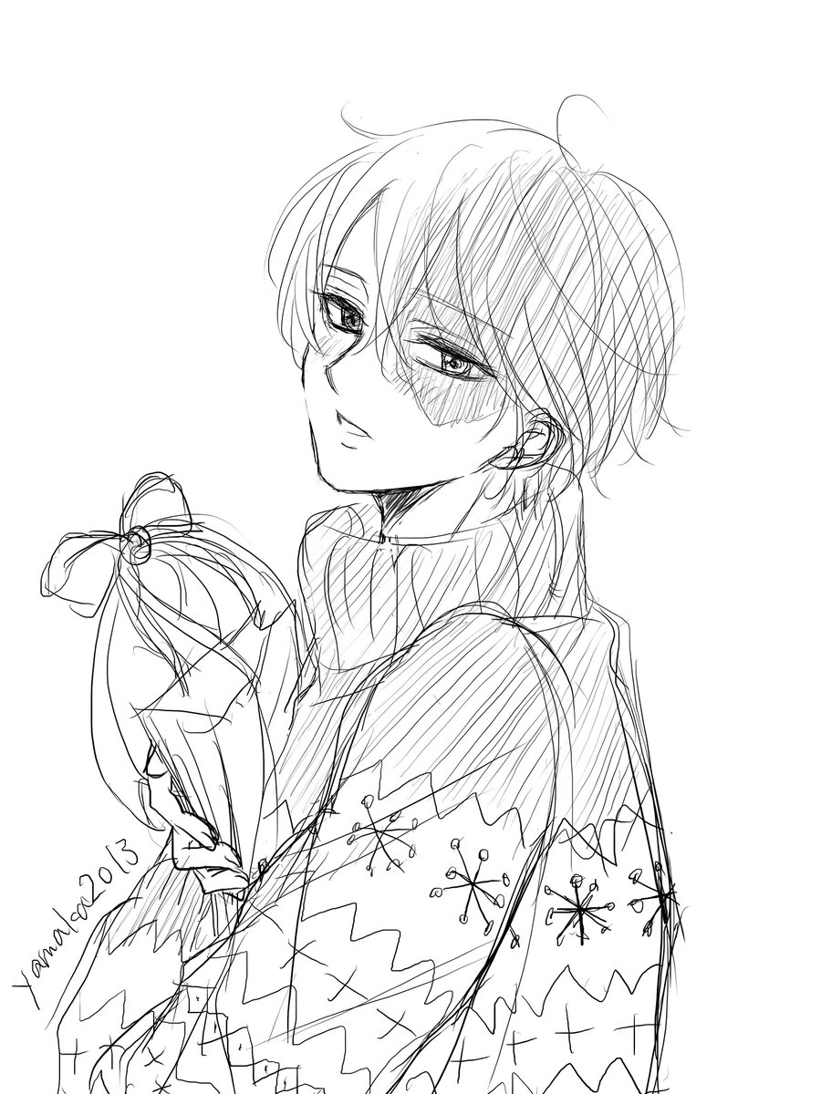 yamaka2013's tweet photo. 💥からのクリスマスプレゼントで口元が綻ぶ🍰の落書き https://t.co/Yjfvgbi5ZW