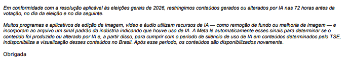 rodolfoprado's tweet photo. 🚨 URGENTE: VAZOU A CONFISSÃO! A META ADMITE QUE ESTÁ A CENSURAR A IMPRENSA NO BRASIL E OS USUÁRIOS! 🚨Isto é NOJENTO! Num e-mail absurdo enviado ao Estadão, a Meta confessou por escrito que está a bloquear reportagens e conteúdos no Brasil inteiro durante as eleições de 2026!
A desculpa? Se o jornalista usar um programa básico para "melhorar a imagem" ou "remover o fundo", o sistema de leitura automática de sinais de IA da plataforma simplesmente DERRUBA O CONTEÚDO nas 72h antes da votação, no dia da eleição e no dia seguinte!
Eles ainda têm o descaramento de dizer que devolvem a notícia "depois" de a eleição acabar! De que serve a notícia depois de a urna fechar?!
Isto é CENSURA PRÉVIA contra a comunicação social tradicional e sabotagem à resolução do TSE! 
Exige MULTA NO VALOR MÁXIMO e ORDEM DE PRISÃO imediata por descumprimento!
🔁 ESPALHEM ESTE PRINT ANTES QUE DERRUBEM TAMBÉM! 👇