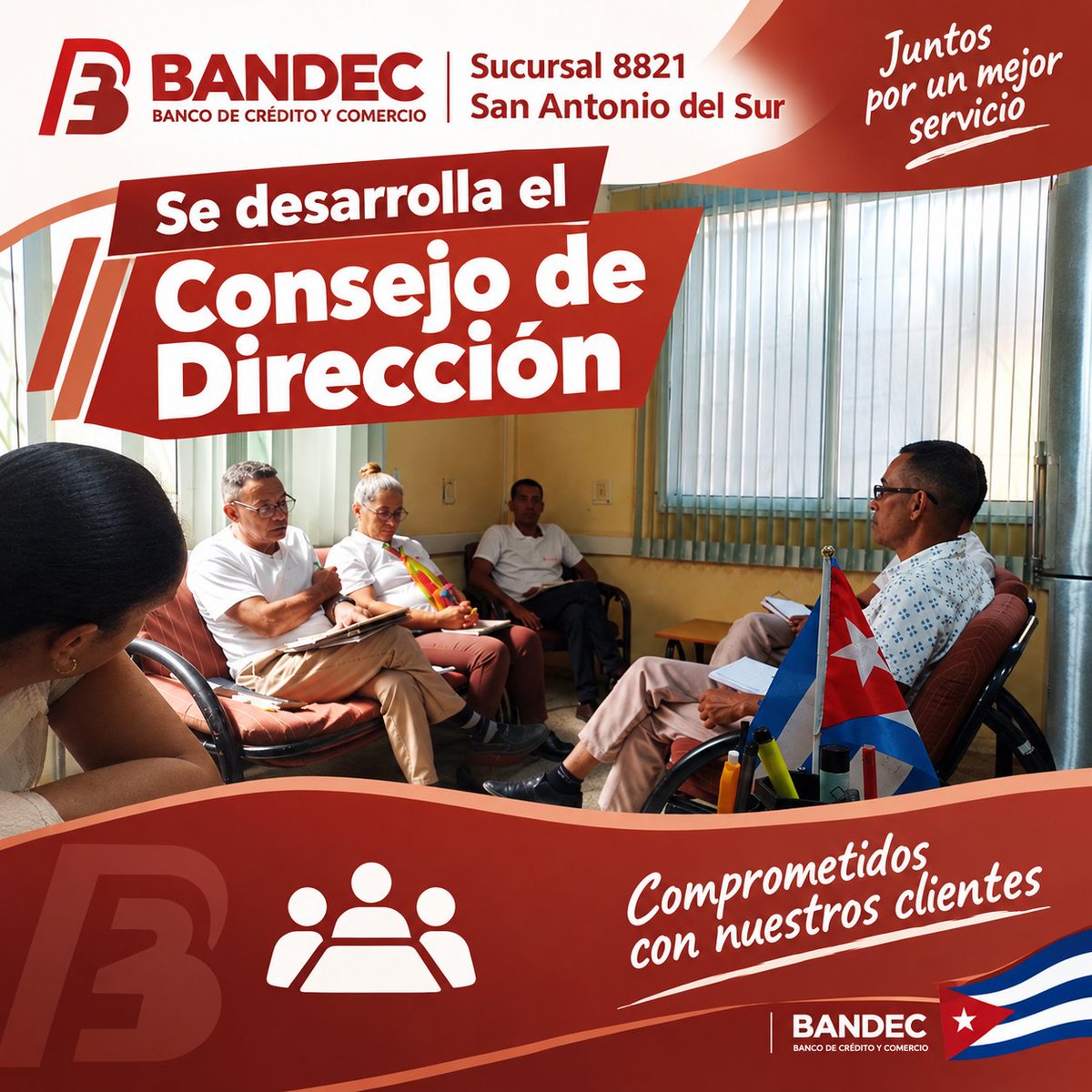 Sucursal8821SAS's tweet photo. 🏦 La Sucursal 8821 de #BANDEC en San Antonio del Sur desarrolla su Consejo de Dirección, evaluando los principales resultados de la gestión bancaria y las acciones para fortalecer el control interno, la eficiencia y la calidad de los servicios.
#BANDEC #Guantánamo https://t.co/71kD2ORK6Z