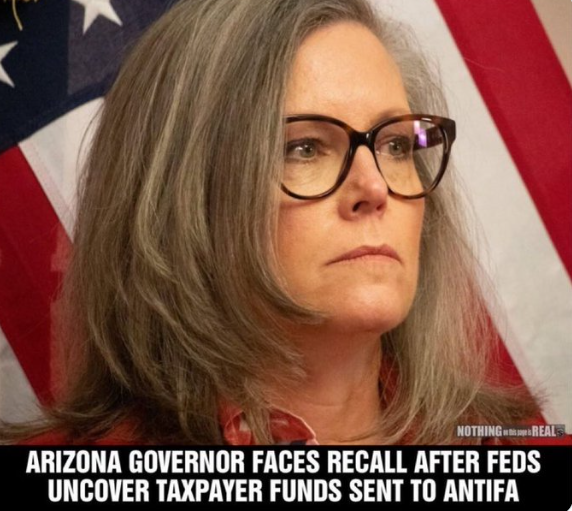 WHGramma's tweet photo. BREAKING: Arizona Governor Katie Hobbs has more than a million signatures against her by her own constituents after a federal audit showed state funds being transferred directly to Antifa.  

Follow👉https://t.co/KoG7ITvwhl https://t.co/61z0FPi18A