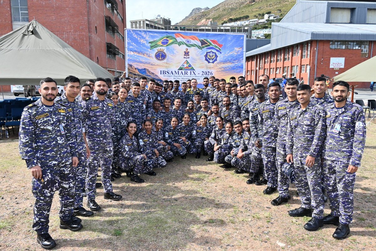 Tinuniversee's tweet photo. ▪️The ninth edition of the India-Brazil-South Africa Maritime (#IBSAMAR) Exercise 2026 concluded at Simon’s Town, South Africa. 

▪️It brought together the Indian, Brazilian and South African Navies for a series of professional interactions and maritime evolutions aimed at enhancing interoperability, strengthening operational cooperation and fostering greater mutual understanding among the three maritime forces.

▪️The closing ceremony marked the culmination of ten days of joint activities conducted during the harbour and sea phases.