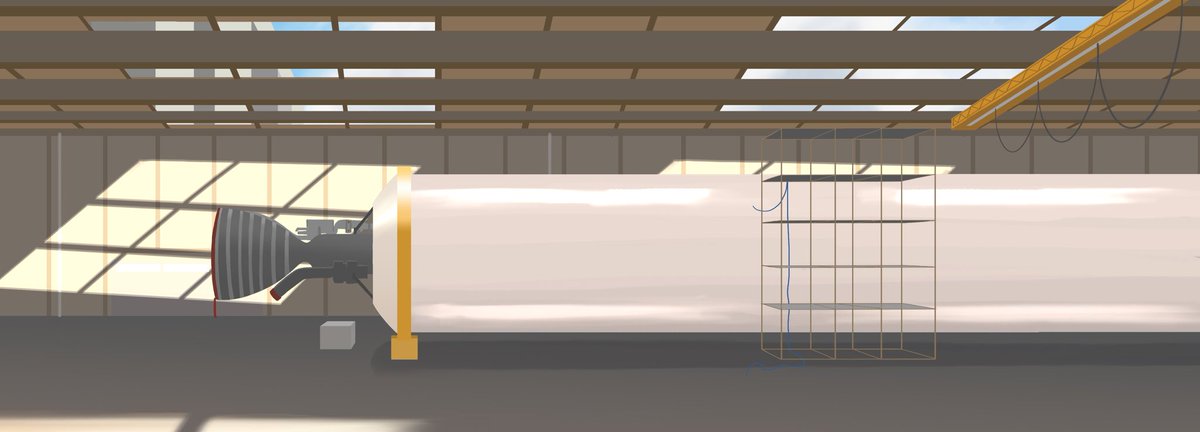SpaceBasedFox's tweet photo. Working on backgrounds of a rocket factory for my film, Loihi. Had a tough time figuring out how to make such a big room feel interesting, but these patches of light on the floor and walls from some skylights felt really nice https://t.co/CUDxdpckL4