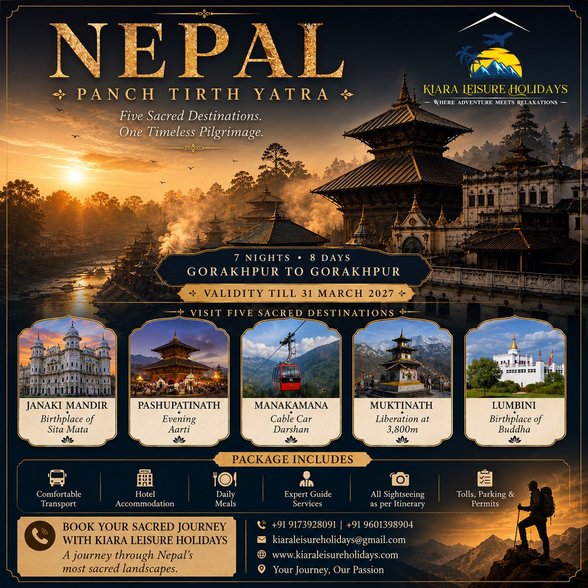 TY89416592's tweet photo. Nepal Panch Tirth Yatra: Janaki Mandir, Pashupatinath Aarti, Manakamana, Muktinath and Lumbini. 7 Nights/8 Days, Gorakhpur to Gorakhpur. Valid till 31 March 2027. Book today: +91 9173928091, +91 9601398904 https://t.co/Zme7ioOl9U