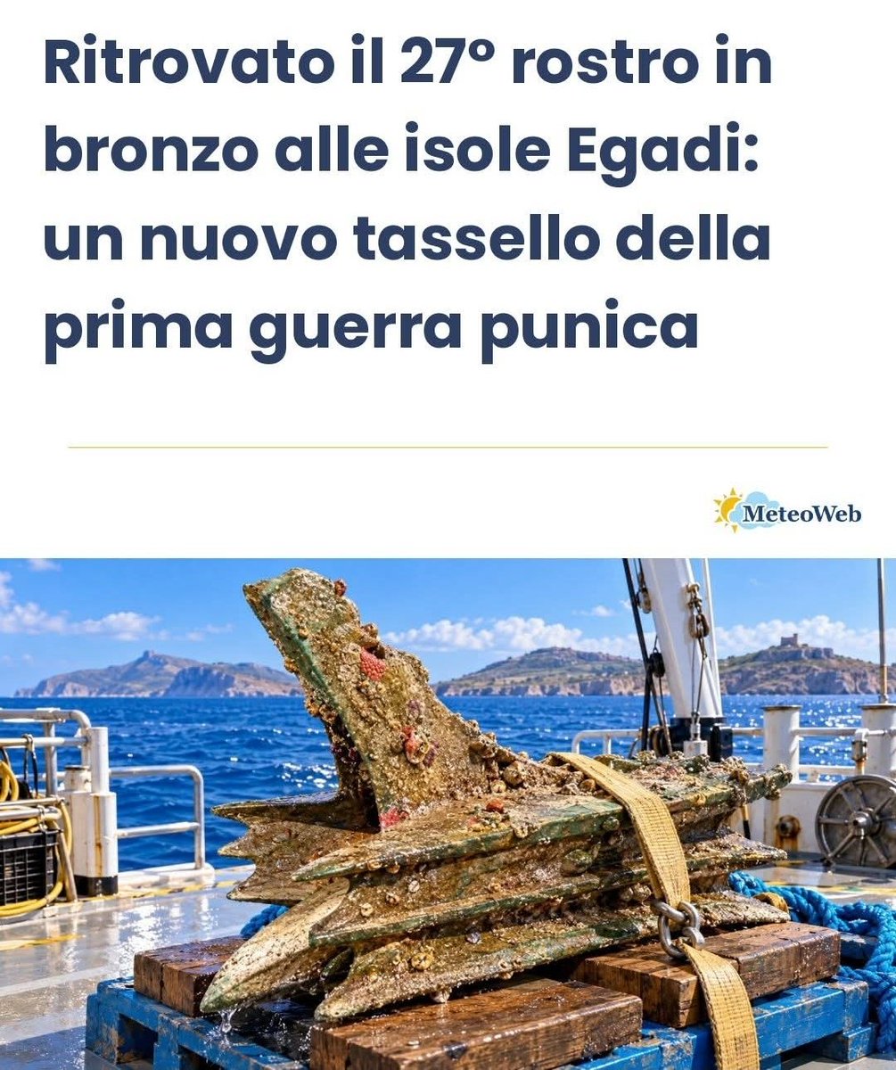 SimoPillon's tweet photo. Se i romani non avessero messo questo massiccio rostro a rinforzo della prua delle loro navi, Cartagine avrebbe vinto la battaglia delle Egadi e Roma sarebbe stata cancellata dalla terra.
Sembra solo un pezzo di bronzo, ma è "superiorità tecnologica". Chi lo ha inventato ha fondato e protetto la nostra civiltà.