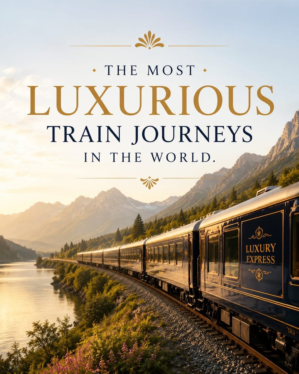 vickiephippsss's tweet photo. Step aboard the world’s most luxurious rail journeys, where every mile feels regal. From Europe to India, Africa, and Japan, enjoy fine dining, opulent interiors, panoramic views, and unforgettable moments. Which would you choose first? https://t.co/tsvxDrnoGh