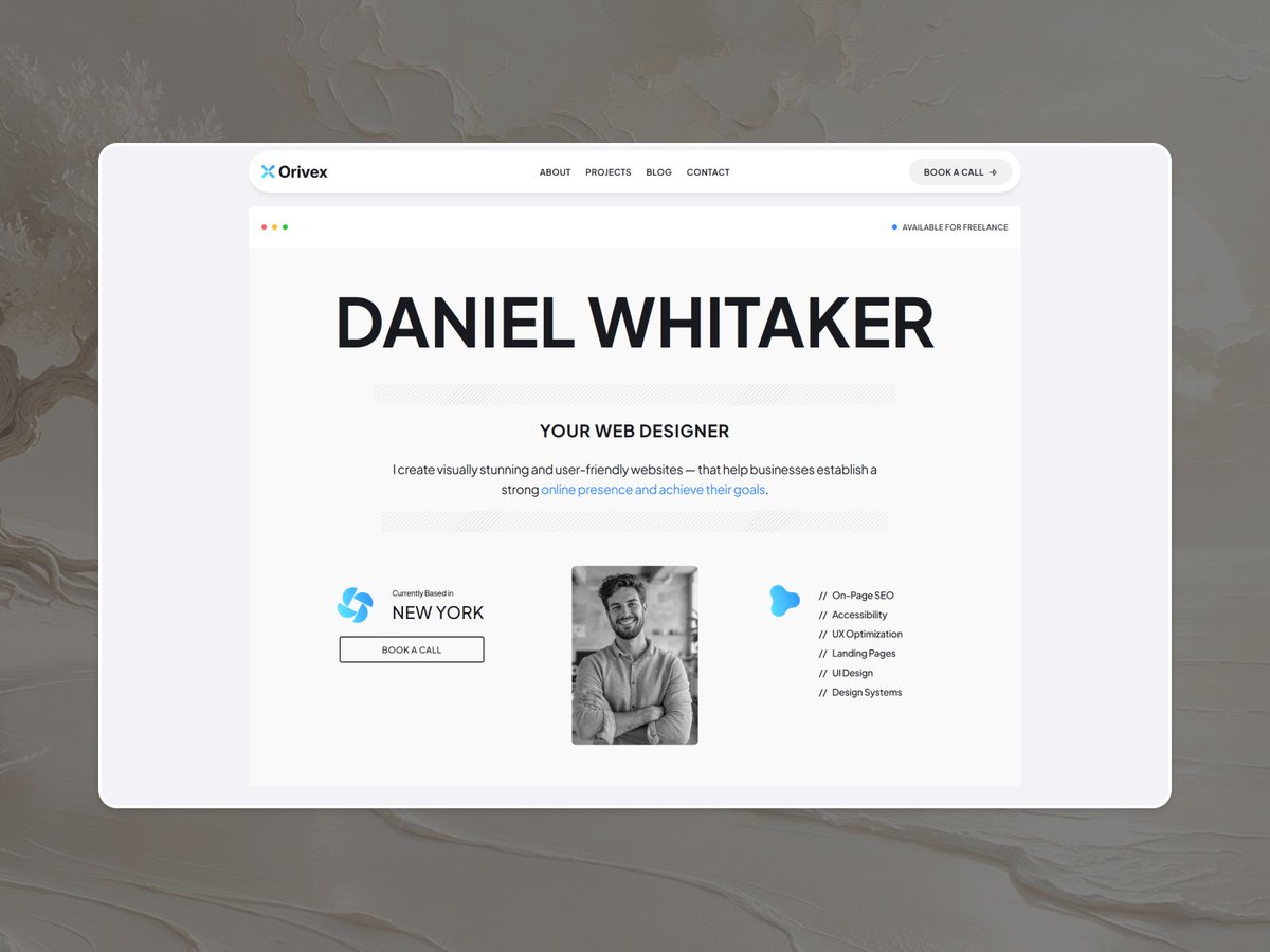 khaled_lassoui's tweet photo. Your work deserves a better first impression.  Meet Orivex — a modern Framer portfolio template for freelancers, developers &amp; designers.  
Showcase your projects. Stand out. Get noticed.  

Explore Orivex :
https://t.co/Mn8frL7J2x https://t.co/c7TWFuIMIt