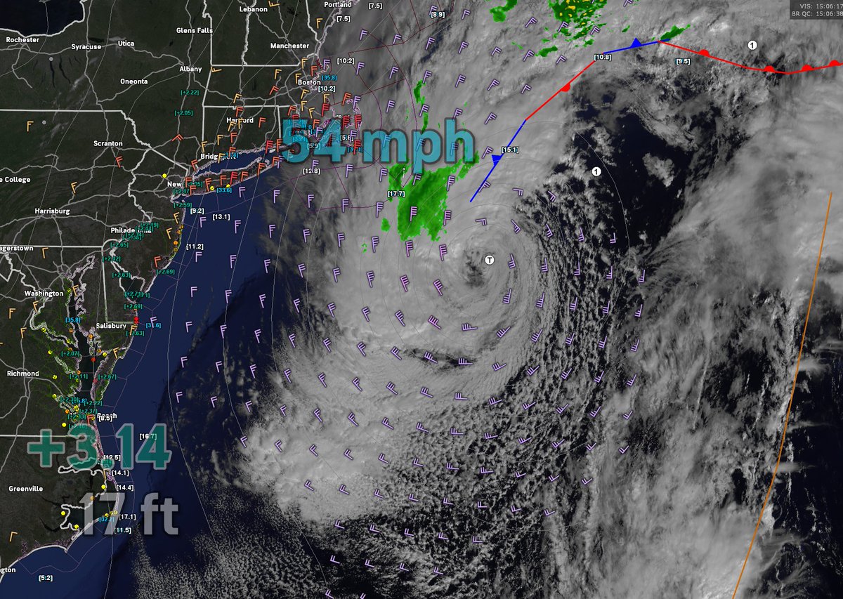 WeatherMatrix's tweet photo. Nor'easter / Josephine's Greatest Hits (Last 24 hours) 

Nantucket, MA: 54 mph
Buoy 41120 (Offshore from Hatteras): 17 ft waves
Duck, NC: +3.14' storm surge https://t.co/dEJPDWVSli