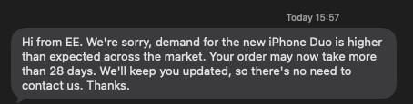 JayJayX's tweet photo. Honestly.. How the hell have you handled stock? How can my 13:14 order be delayed over 28 days while other customers from hours later are getting theirs for release..So much for first come, first serve..
This needs to be raised, as it's not on. I've lost a hell of a lot of trust in EE after this experience.