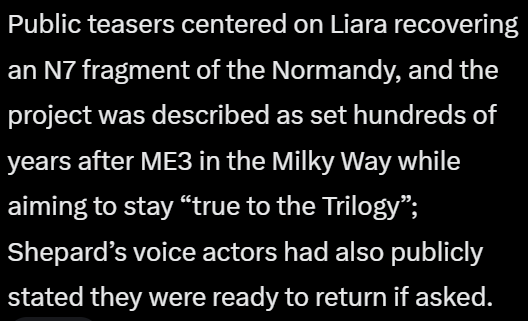 Tamias1000's tweet photo. LMFAO

Mass Effect 4's story would have been ASSSSSSSSS

Hundreds of years in the future and constructed off remnant parts of the Normady, jesus christ, these people are such uninspired losers https://t.co/gfUzif0MG0