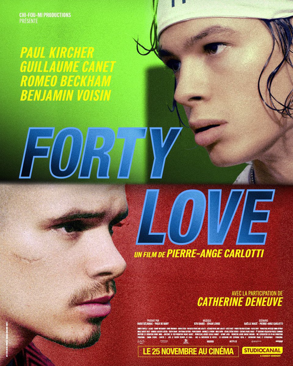 FilmUpdates's tweet photo. The poster for ‘FORTY LOVE’ starring Romeo Beckham and Paul Kircher has been released.

Follows a gay tennis superstar chasing a major title in Paris, until the arrival of a new rival forces him to confront love.

In French theatres on November 25. https://t.co/UtvVWTTdUU