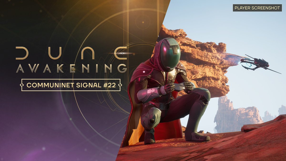 DuneAwakening's tweet photo. Communinet Signal #22 is here!

Take a look at the latest fanart, building, and screenshots from the community. And if you'd like to show off your fit, make sure to check out the Spice for Thought!

📖: https://t.co/HhTAoTDutA
📜: https://t.co/4DuYBw36Mf https://t.co/wvan81l9fc