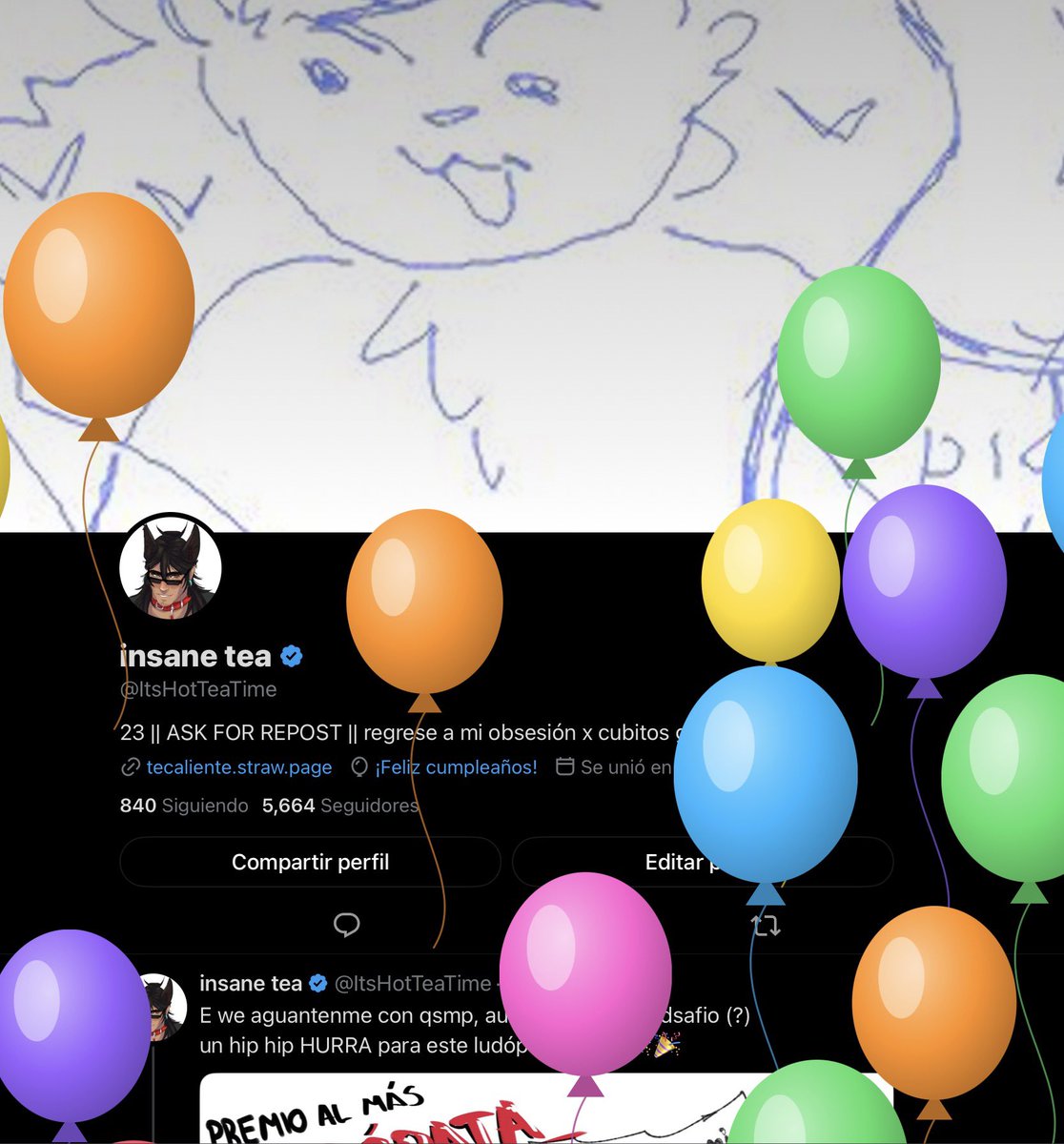 ItsHotTeaTime's tweet photo. Hip hip HURRAAAAAAA 🥳🥳🥳🥳 
Hoy es mi cumple y regresa Aldo al qsmp, q mas puedo pedir https://t.co/CjwT0nAOLN