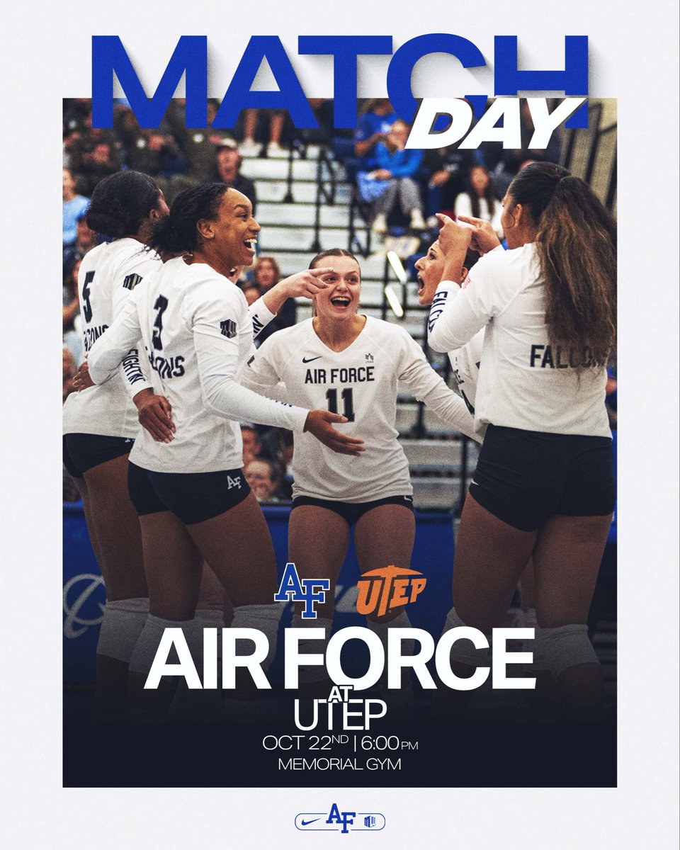 AF_Volleyball's tweet photo. Greetings from El Paso! 

⚡ Air Force at UTEP
📍 El Paso, TX | Memorial Gym
🕰️ 6:00 pm MT
📺 MW+
📊 StatBroadcast

Direct links at https://t.co/fzLrmwEfnX https://t.co/jfhqdFHUp3