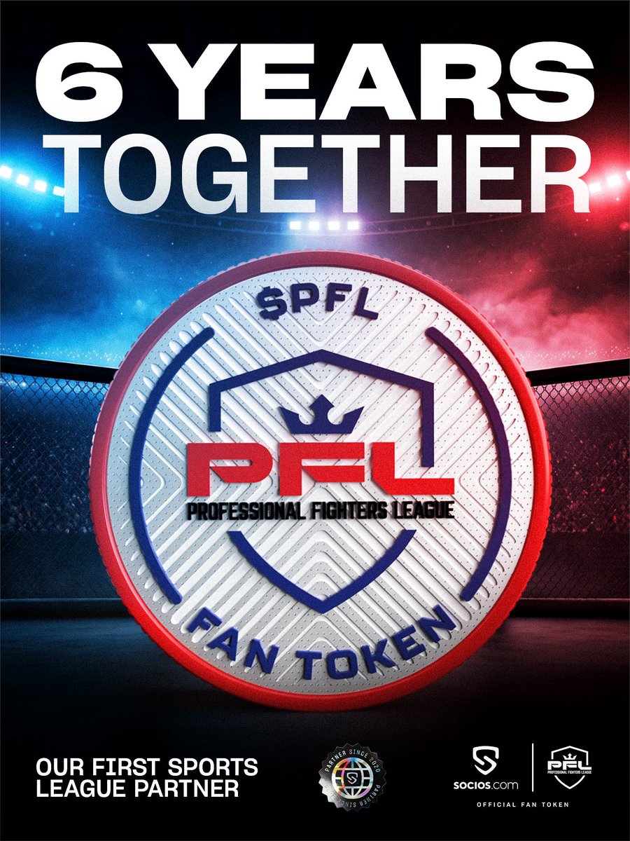 socios's tweet photo. 22.10.2020. The day our story reached the cage.

@PFLMMA became the first sports league to partner with @socios, introducing FAN TOKEN® digital assets to MMA and a new chapter in how fans connect with the sport.

Today, we celebrate six years together. 👊 https://t.co/1q1yiPUvz8