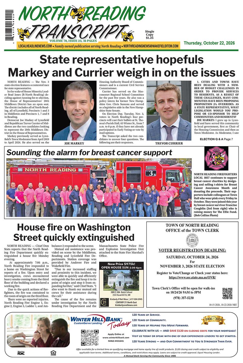 nrtranscript's tweet photo. This week's front page https://t.co/LY2qybVHiB #nrtranscript #NorthReadingMA @NRFire https://t.co/i2OxecOGOF