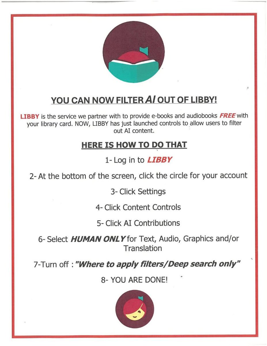 sophatters's tweet photo. bestie sent me this. you can now filter ai out of your libby app!!! god bless. https://t.co/qnpNxeTJXI