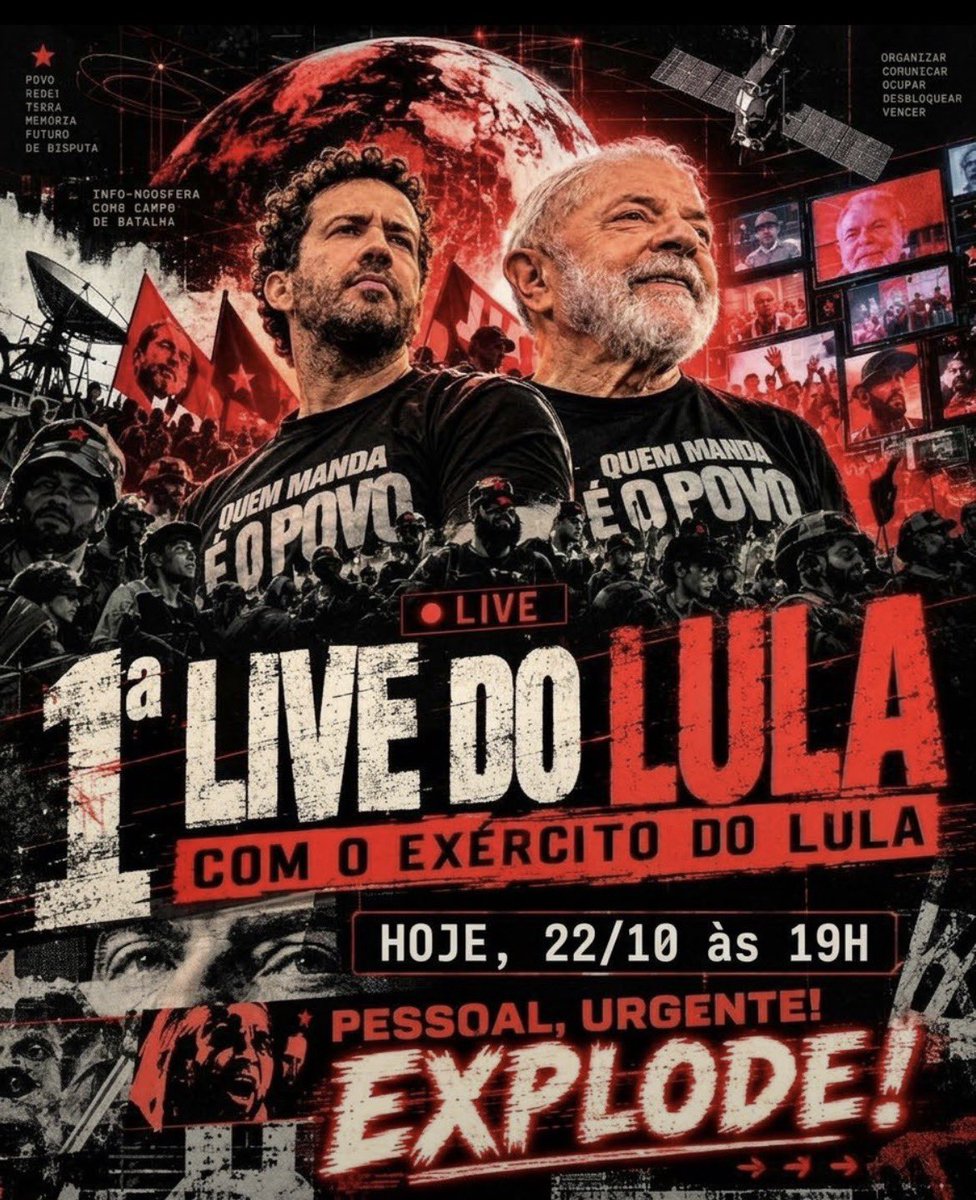 camilarf01's tweet photo. #LulaEJanonesAoVivo19h Bora exército do Lula!!!!! https://t.co/Y1qMLpd3BY