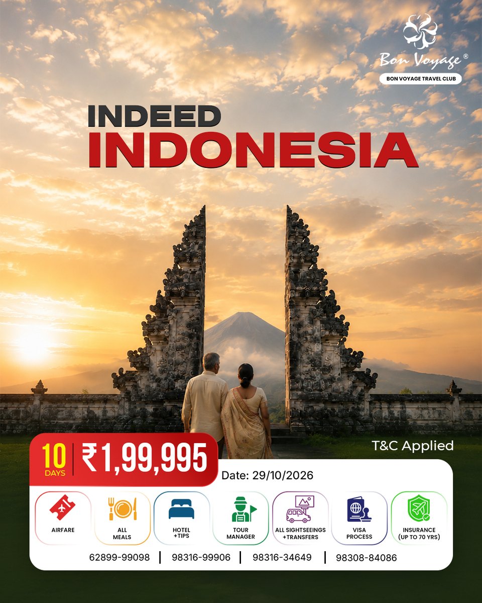 VictorJoschy's tweet photo. Indonesia awaits: 10 days of Bali’s temples, beaches, sunsets, culture, and effortless luxury. Includes airfare, meals, hotel, sightseeing, transfers, visa assistance, insurance, and a tour manager. Travel: 29 October 2026. https://t.co/PDglJ5lMkG