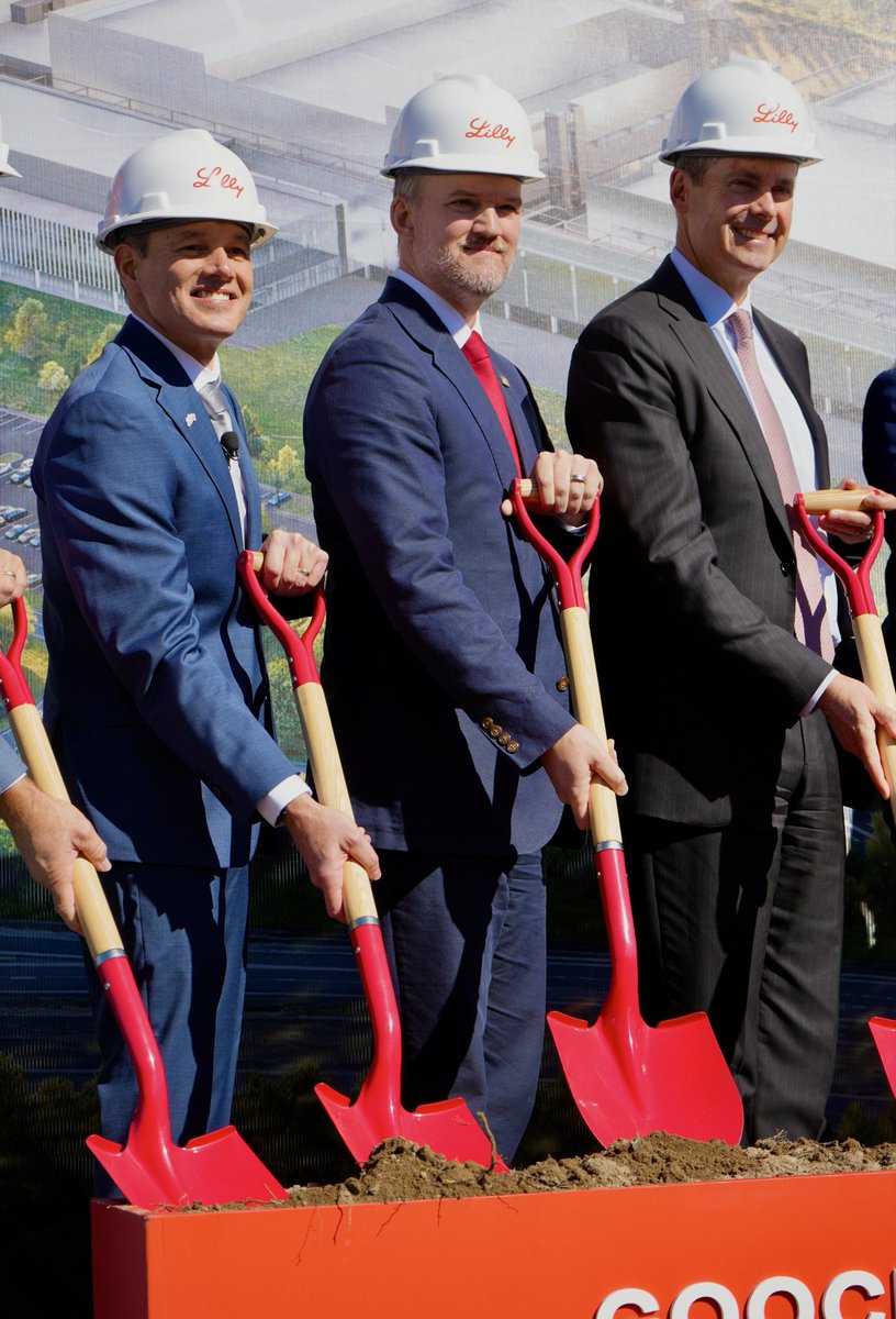 USTradeRep's tweet photo. Eli Lilly’s $5 BILLION investment to manufacture cancer drugs in Virginia is possible because of @POTUS’ competitive tax and trade policies. This new plant will create hundreds of jobs and strengthen the supply chains that patients and providers rely on.

Today’s groundbreaking will ensure the United States can continue to lead in pharmaceutical innovation while strengthening its ability to produce life-saving “Made In America” medicines.

To date, the Trump Administration has secured 26 deals with pharmaceutical manufacturers, including Eli Lilly, to manufacture in America and lower prescription drug prices for Americans. Branded drug prices have fallen over 3% year-over-year — the steepest decline since 1963!