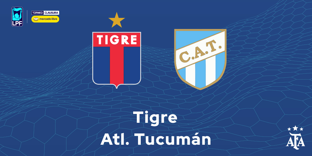 afa's tweet photo. 🏆 #TorneoMercadoLibre Clausura 2026
🗓 Fecha 14
⚽ Tigre - Atlético Tucumán
⏱ 21.15
🧑‍⚖️ Bryan Ferreyra https://t.co/fxLOjfFLvo
