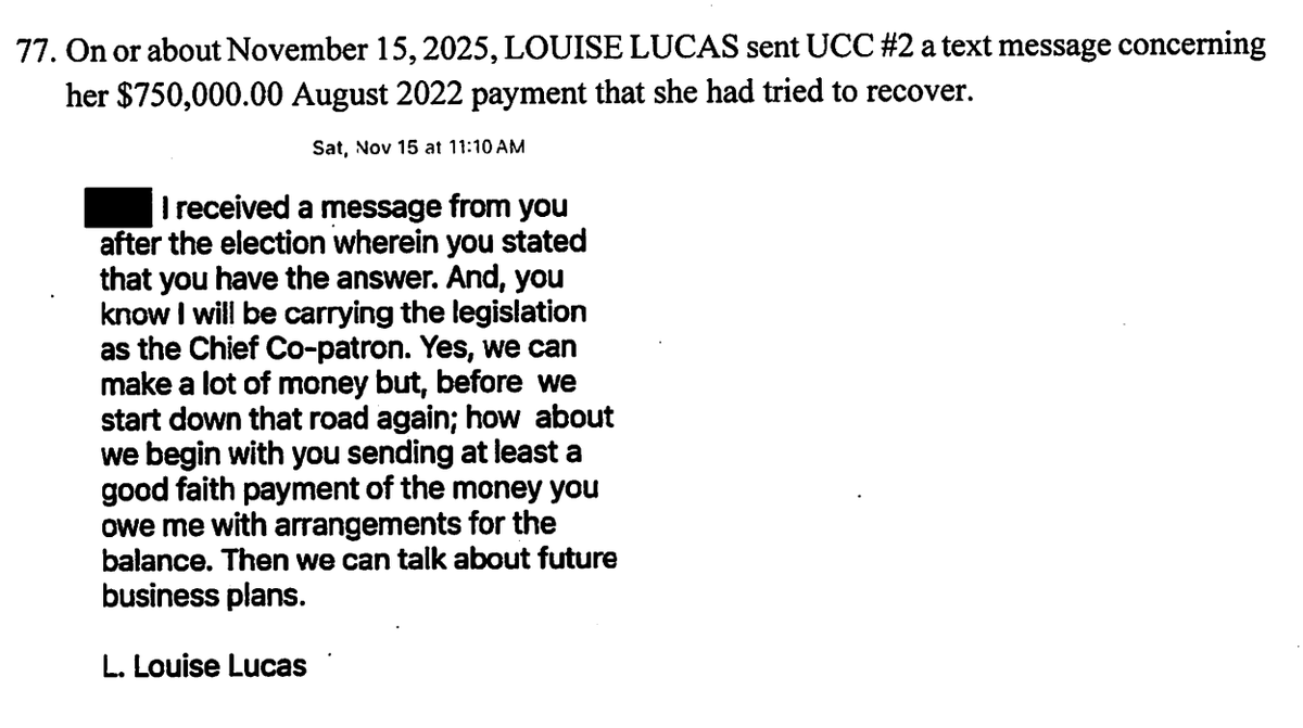 ChristianHeiens's tweet photo. This @SenLouiseLucas indictment is absolutely damning. She's almost certainly going to prison.

She wasn't just illegally selling drugs or engaging in money laundering. She was trading legislation for money too. https://t.co/Fw1ujbQCA6