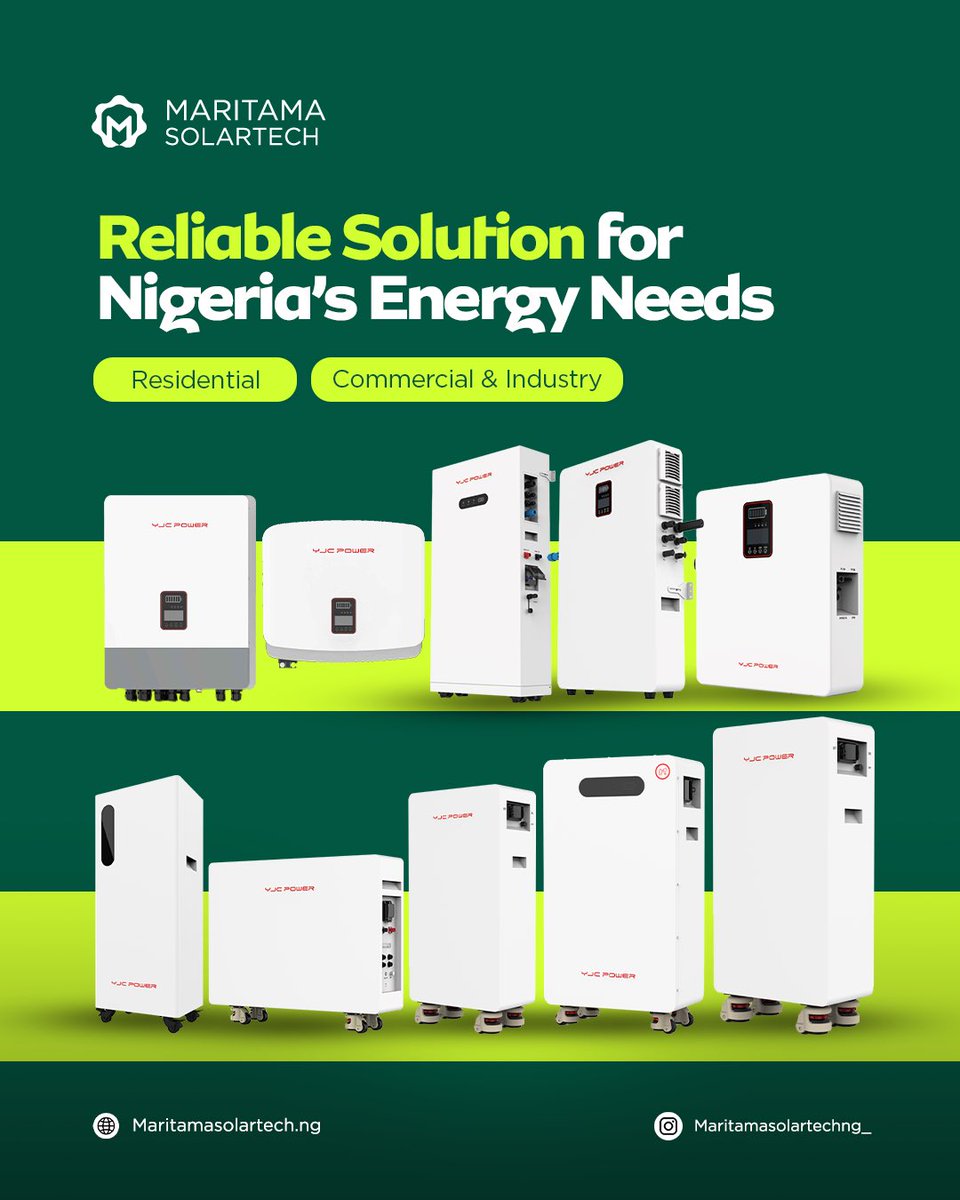 maritamasolar's tweet photo. It’s ABOUT TIME🔋✨

🇳🇬 Premium energy technology is coming to Nigeria! ⚡

A Tier 1 battery built to European and American standards, soon to be available to Nigerians through Maritama SolarTech. https://t.co/HVOSewdUD6
