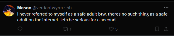 Mikenno's tweet photo. Meanwhile... trying to justify why he can talk to teens and expose them to sexual content on his account when he made it for 15yos and older. Because he thinks he's a safe adult. He doesn't have to say it. It's in his actions. This guy is absolutely STUPID. https://t.co/LJX7IXXxwL