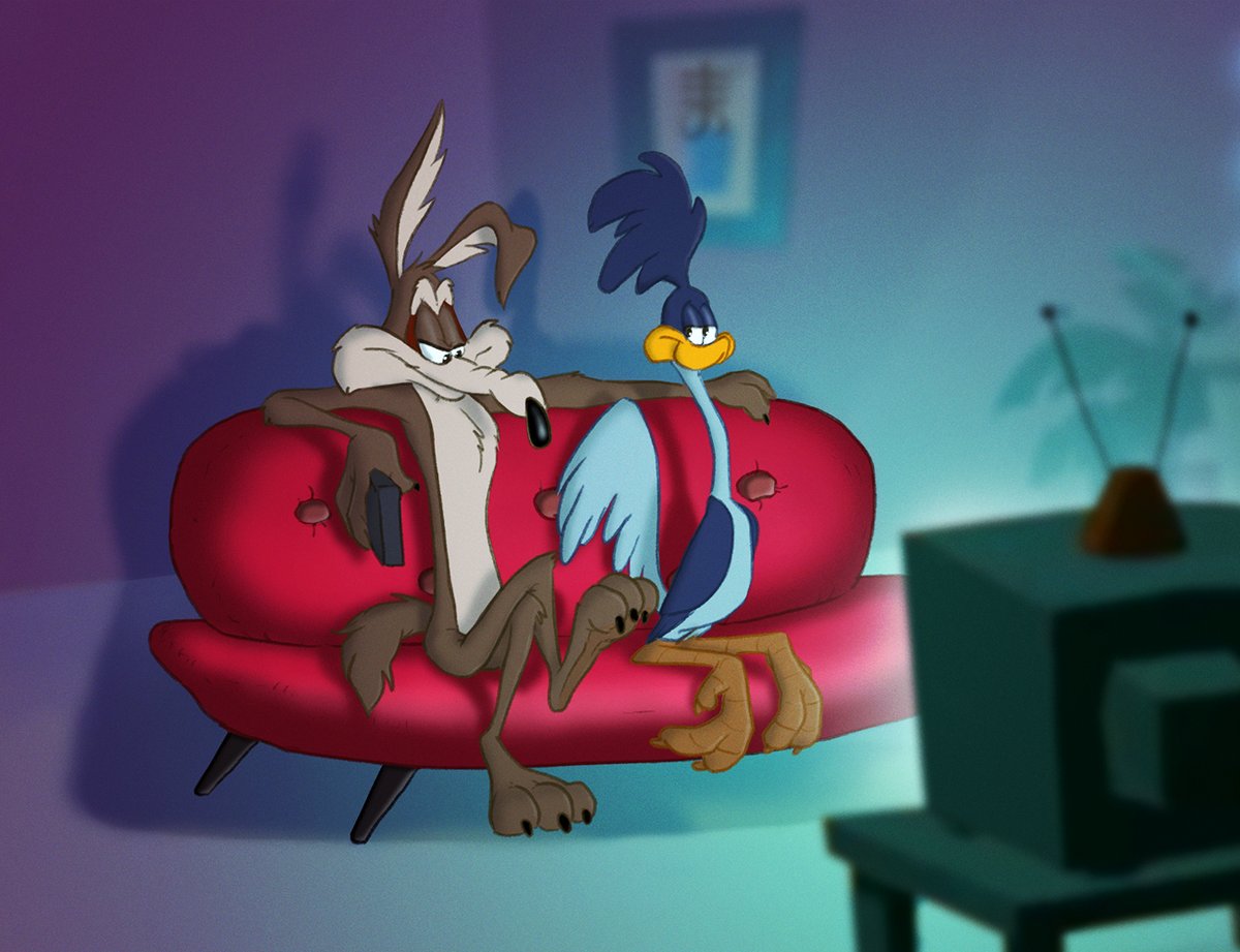 zenthetiger's tweet photo. Saw a clip the other day (not sure where it was from) of Wile e. coyote and Road Runner sitting watching tv.
 
I imaged they just start making out immediately  
(It also looked like Wile e. was checking out RR butt 😘 https://t.co/e5Spo47JS6