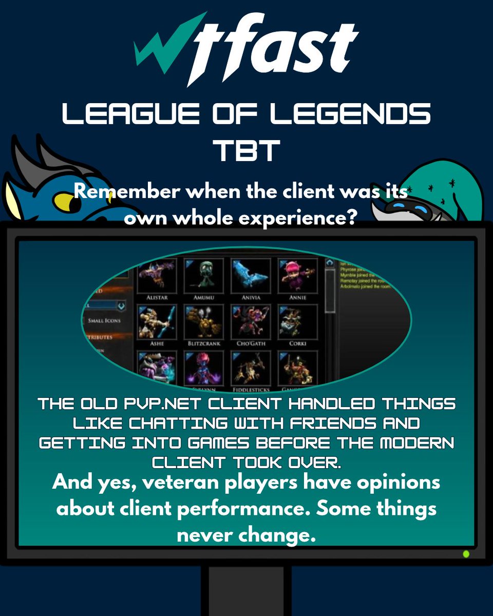 wtfast's tweet photo. Remember when League of Legends looked, felt, and played VERY differently? 😂

Twisted Treeline. Dominion. The old client. Buying runes. The OG champion roster.

#LeagueOfLegends #LoL #GamingNostalgia #ThrowbackThursday #WTFast https://t.co/mhoD4OdGSX