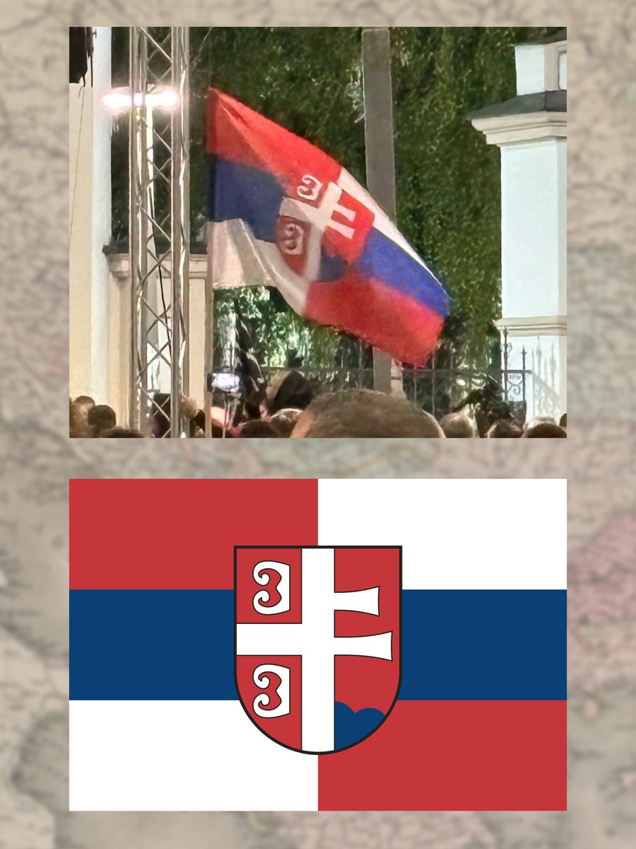 Yunacel's tweet photo. A sort of Serbia-Slovakia solidarity flag spotted at protests in Serbia and my approximate recreation of it 🇷🇸 🇸🇰 https://t.co/435h3IgHgQ
