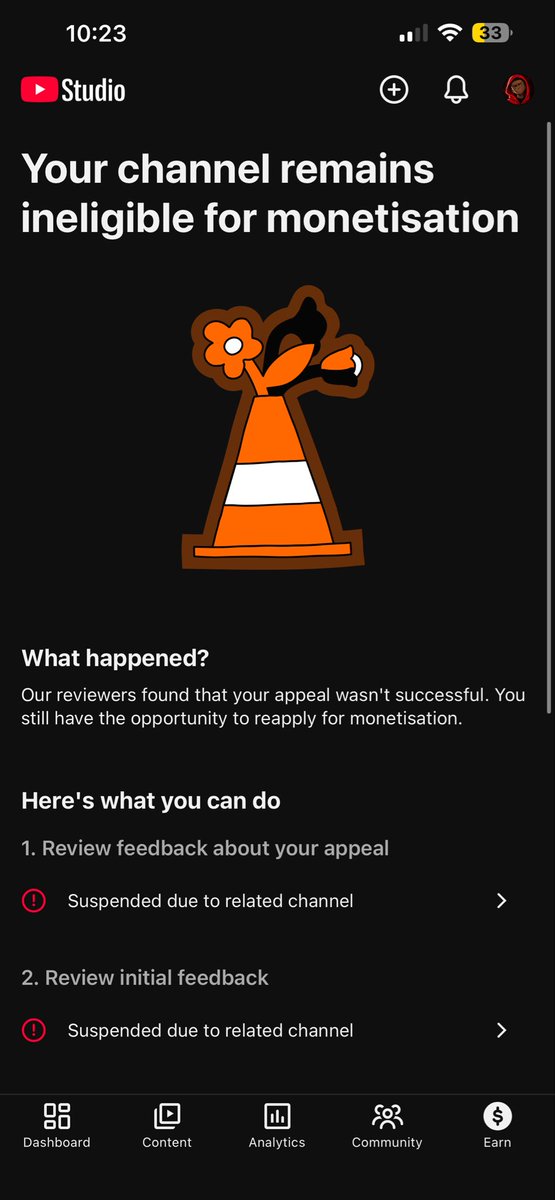 Sixfa5w's tweet photo. @TeamYouTube this is crazy after YouTube. Reinstate my channel after being falsely terminated for months now they suspended my channel due to a related channel. I do not own a related channel. I need a human reviewer. https://t.co/I21LALEzD8