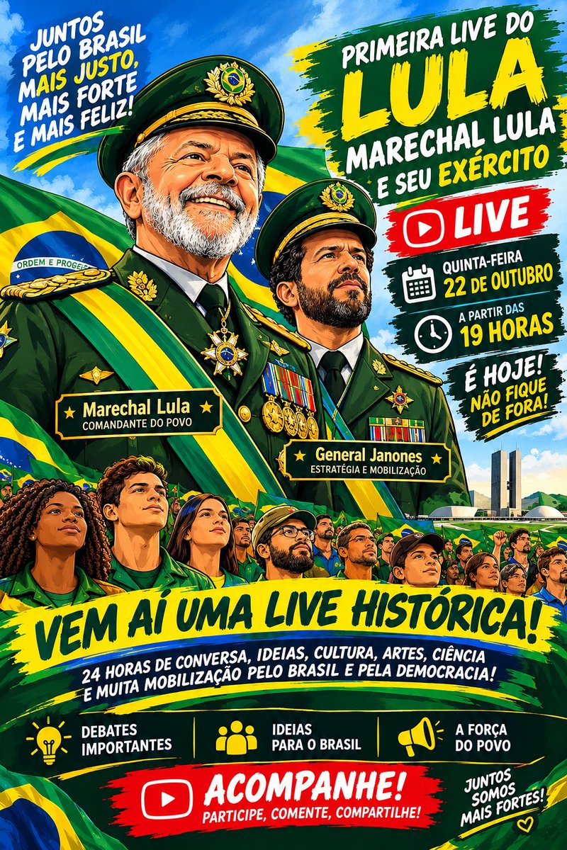 ID_PC_Vinicius's tweet photo. #FlavioBolsonaroNaLancha

#JanonesELulaAoVivoAgora
#LulaAoVivoComSeuExercito é hoje é daqui há pouquinho! #MarechalLula e #GeneralJanones e deus #milhõesdesoldados https://t.co/yNh9RChrZ8