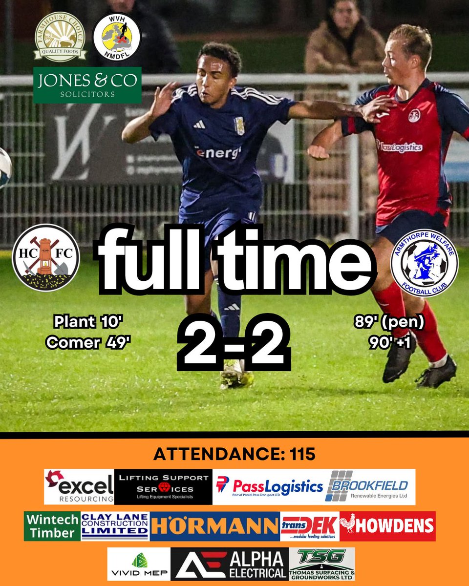 HCIFC's tweet photo. Harrison Comer doubled our advantage early in the second half but 2 goals in 3 minutes near the end means the game ends all square. 

The lads put a shift in tonight and to come away with just 1 point,  doesn't do their performance justice.

Thanks to those who came along. https://t.co/W74huigidT