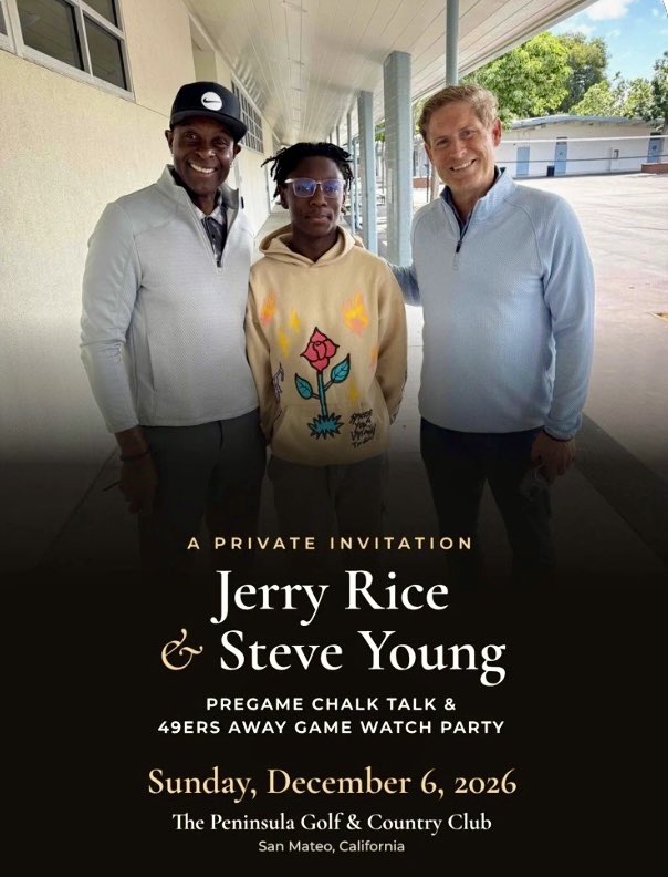 vernKPIX's tweet photo. I am lucky enough to host this Dec 6 watch party with Jerry Rice &amp; Steve Young. Come join us before the 49ers at NY Giants. Link below:

https://t.co/QQr18pkIGQ https://t.co/DTVujsDc5z