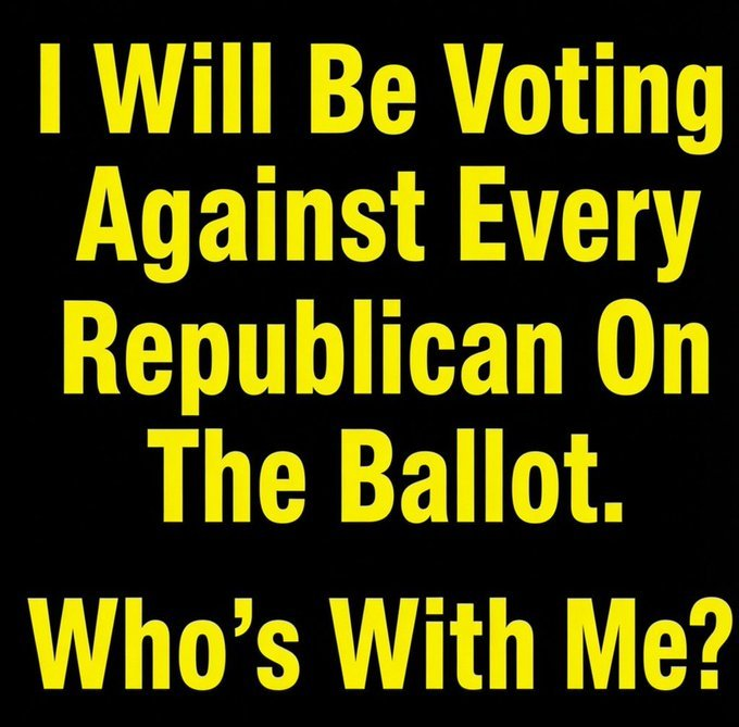 Abigail_M2050's tweet photo. 🗳️ I’m voting AGAINST EVERY SINGLE Republican - NO exceptions! No more MAGA chaos, lies &amp; extremism!

🔥 Enough is enough! Time to clean house and take our country back. Who’s with me for REAL change? Drop a ✋️! 💙 https://t.co/zNC8V7x0G3