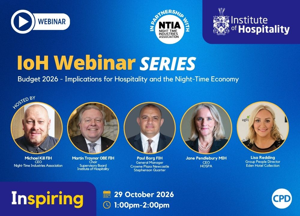 MickKill's tweet photo. What will the Government’s Budget mean for hospitality and the night time economy?

Join the NTIA and Institute of Hospitality for a special webinar the day after the Budget, bringing together industry leaders to discuss the impact on taxation, operating costs, employment, investment and business confidence.

Hosted by Michael Kill, CEO of the NTIA, alongside a panel of hospitality experts.