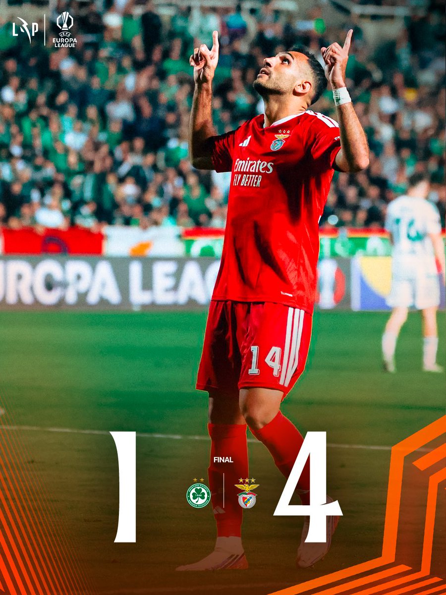 FCOneFootball's tweet photo. 🔚 FULLTIME
🇨🇾 Omonia 1-4 Benfica 🇵🇹
▪️ Benfica proved too clinical on the road, flying to a resounding four-goal victory against a struggling Omonia Nicosia side.
#UEL #OMOSLB https://t.co/WYJpHlgTDU