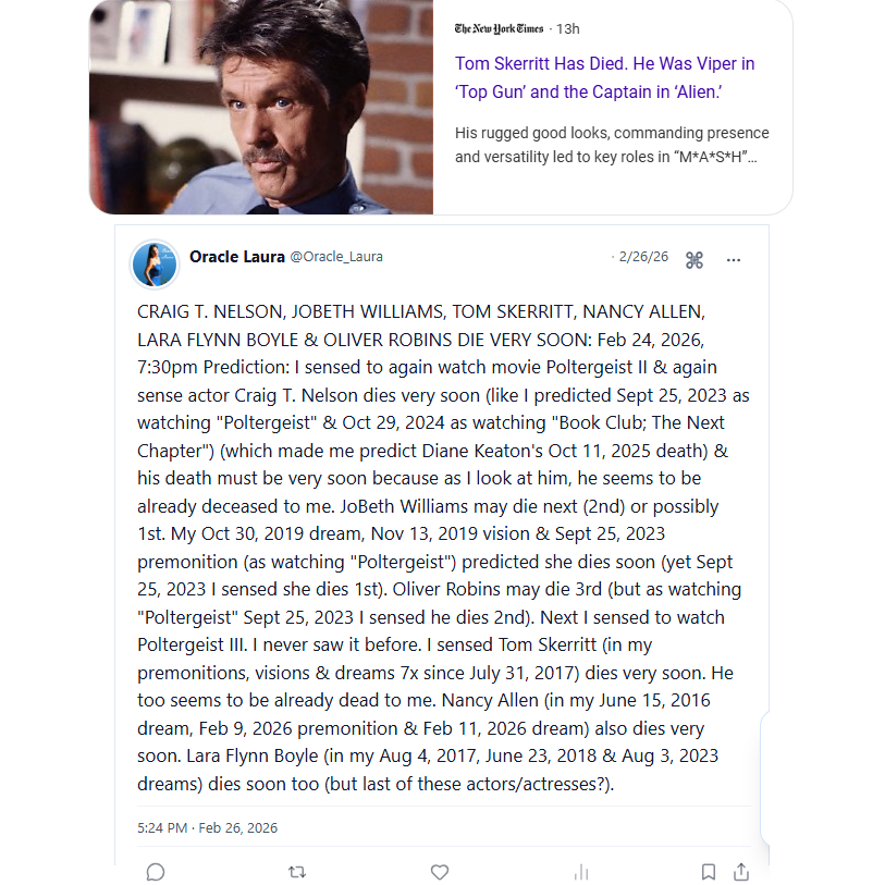 OracleLaura's tweet photo. Tom Skerritt has now died.

#tomskerritt #poltergeist #poltergeistIII #poltergeistmovie #ghosts #movies #ghost #films https://t.co/EUf0NxWube