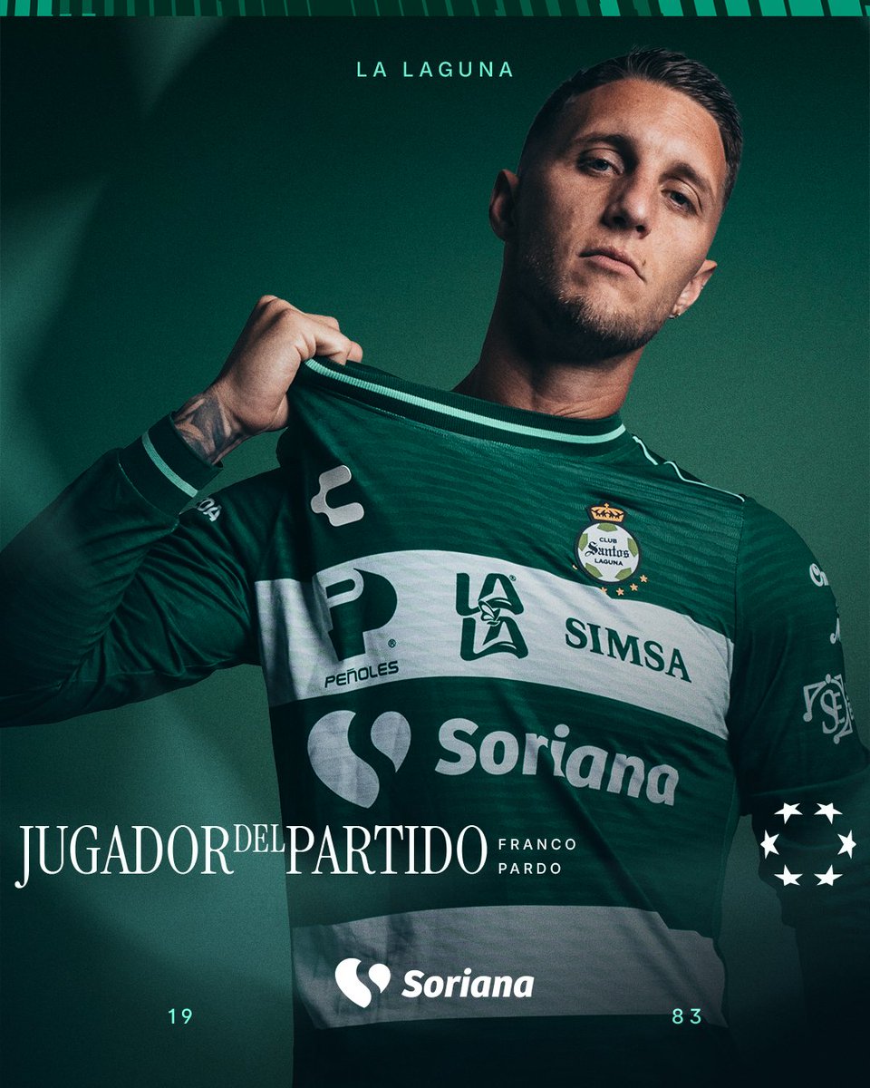 ClubSantos's tweet photo. ¡El esfuerzo se reconoce! ⚔️💪
Franco Pardo es el Jugador del Partido, presentado por @TiendaSoriana. 🤩👊 https://t.co/ZID73or308