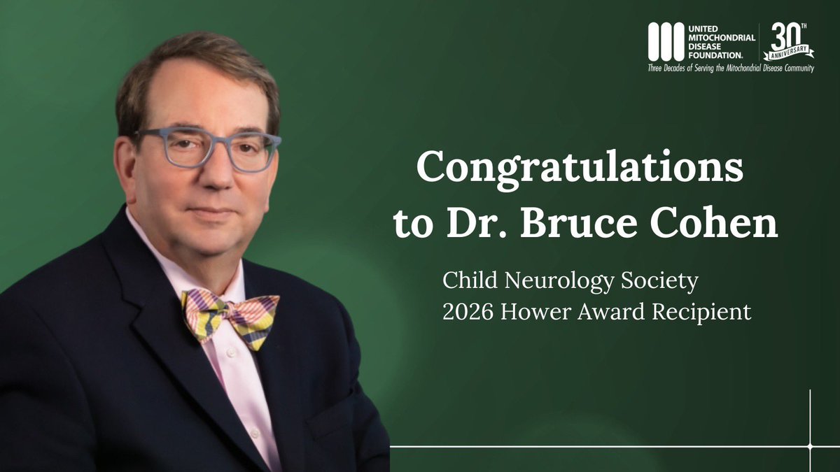 UMDF's tweet photo. Congratulations to Dr. Bruce Cohen of @AkronChildrens on receiving the Hower Award from the @ChildNeuroSoc! This recognition honors Dr. Cohen’s contributions to the field and his continued dedication to improving the lives of individuals affected by #mitochondrialdisease. https://t.co/83kJy9wBuY