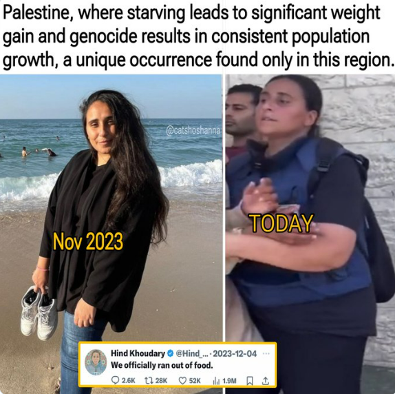 screenstarr's tweet photo. @Layat1999 @LauraTrottMP No starvation in Gaza, tho some kids, as well as adults, are obese. Besides, the average IQ in Gaza is low (not suprising, given the high amount of consanguinity there), so there's not a lot they can learn. No wonder pre-10/7 not a single Gazan uni was well regarded. https://t.co/CvngGnjUv3