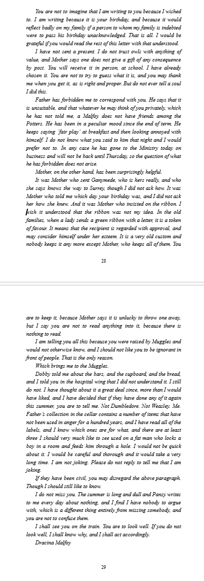 NWBroJaneway's tweet photo. Chapter 1 of Book 3  of the Malfoid Saga, Harry Potter and the Imprisoned Girl, is now live.  In this chapter Harry tries to wrap his head around what he saw down in the chamber, his own doubts, and the infuriatingly contradictory letter Dracina Malfoy sent him. Whilst Harry's doubt and faith will play a large part in the story, this is not going to be a story to convert you. But you will gain greater insight into the wide and wonderful fantasy world this story lives in. Alongside it's deep history. Please enjoy. #Malfoid 
https://t.co/g2uzyLXL5x