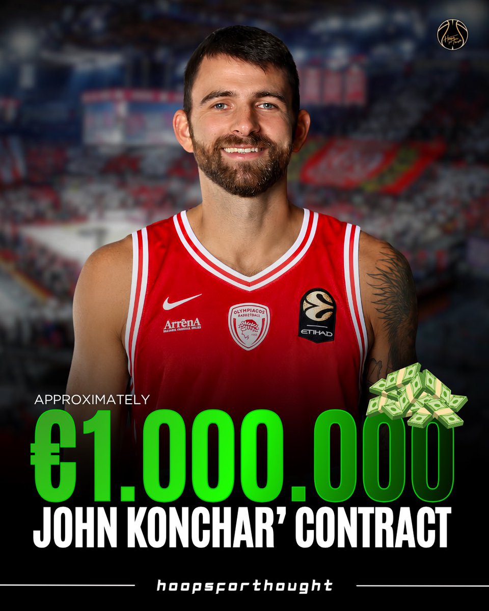 hoopsfthoughtgr's tweet photo. John Konchar’s contract with Olympiacos is worth approximately €1,000,000 per year until 2028🚨💸

Via: @mstef80 | @betarades 

#euroleague #olympiacosbc #greece #paobc https://t.co/iV6p0IHhyx