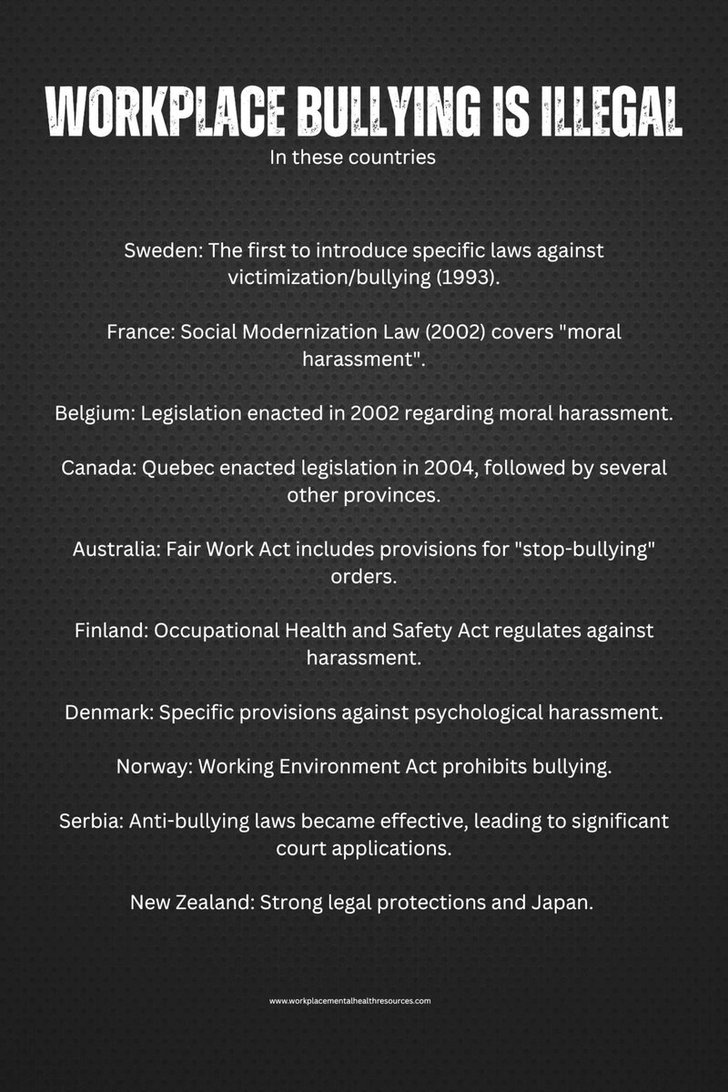Stopworkplacebu's tweet photo. So where is workplace bullying illegal? https://t.co/JOPU7nY6cW